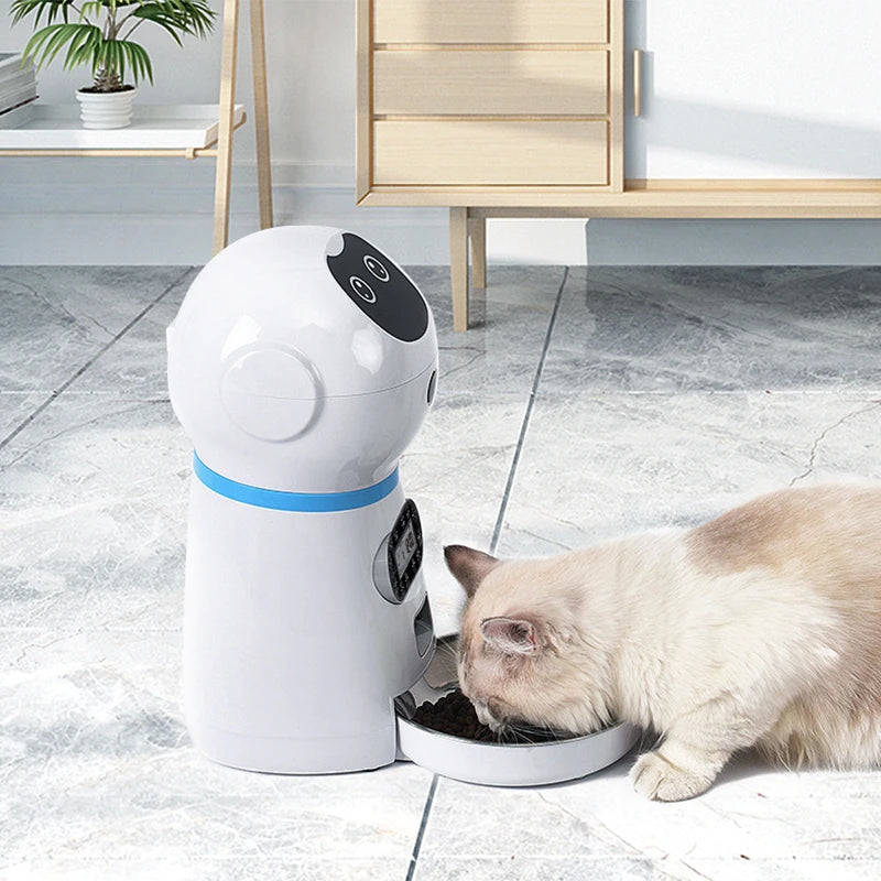 Plug Automatic Pet Feeders With Voice Record Stainless Steel Dog Food Bowl Auto Cat LCD Screen Timer Food Dispenser